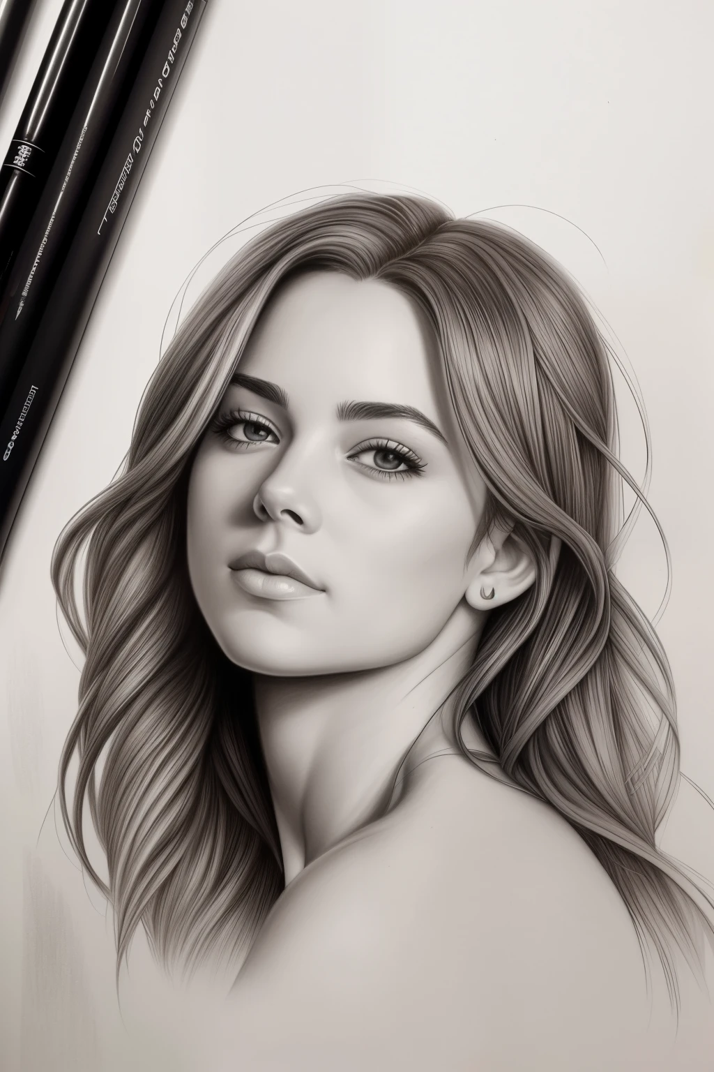 Ultra Instinct Beautiful Vanessa, the captivating character from the movie "Deadpool," is brilliantly portrayed in this pencil drawing. The graphite shades intricately capture her serene expression, as she focuses intently on her artwork with a deep sense of concentration. Loose strands of her hair defy gravity, adding a playful touch to the otherwise tranquil scene. A single pencil, a testament to her artistic dedication, lies beside the finished artwork. The sketchbook texture adds an authentic appeal, and the monochrome palette showcases Vanessa's aura of mastery in this stunning graphite rendition.