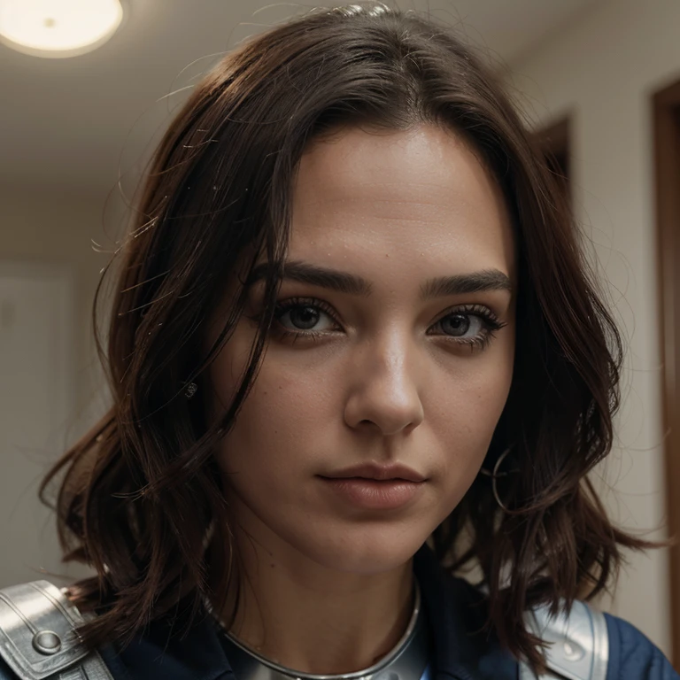 Personagem feminina, mulher maravilha estilo Marvel e DC, com rosto detalhada, roupa detalhada, uniforme da mulher maravilha, muito detalhado, terno detalhado, realista, cinematographic, rosto detalhado, olhos detalhados, boca detalhada, pose frontal, 2:3, retrato, hiper realista, olha hiper realista, Vista frontal, cabelos com movimento, cabelos realistas, female heroine uniform, Atriz Gal Gadot, dia + luz + luz do dia+ fundo branco, Realistic lighting, estilo realista.