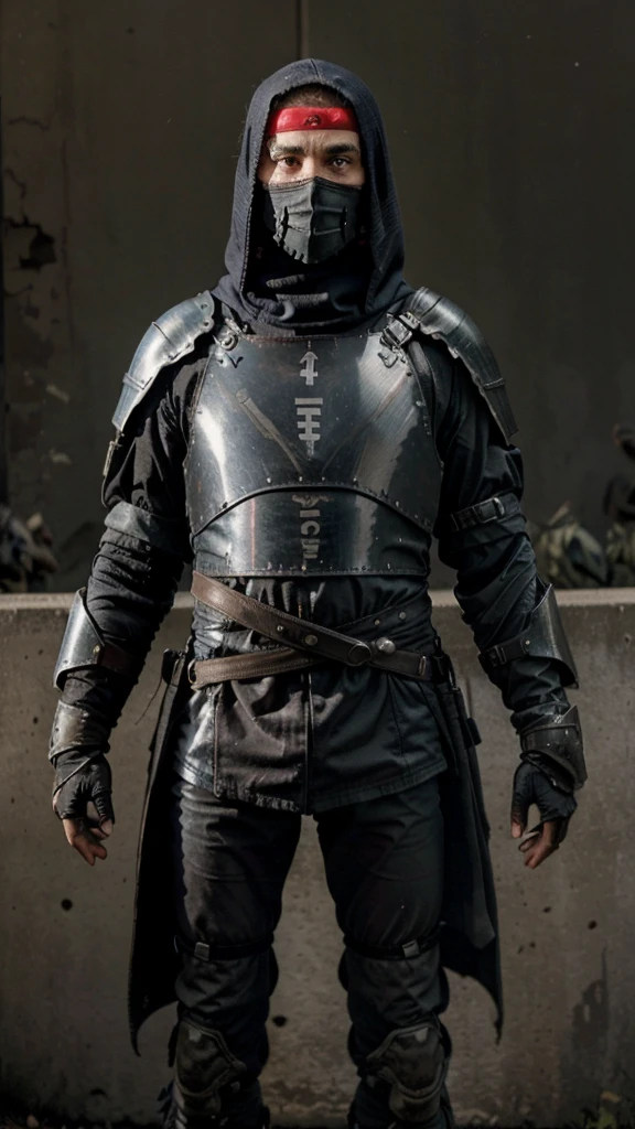 Apocalypse, armure de survie, armes, visage endurcis, origine arabe