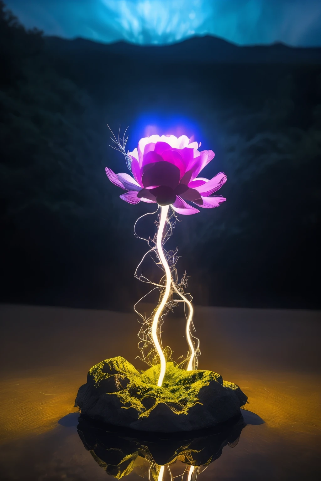 Harry Potter, It is in front of a magical lake, with a flower that attracted small lights around it.
