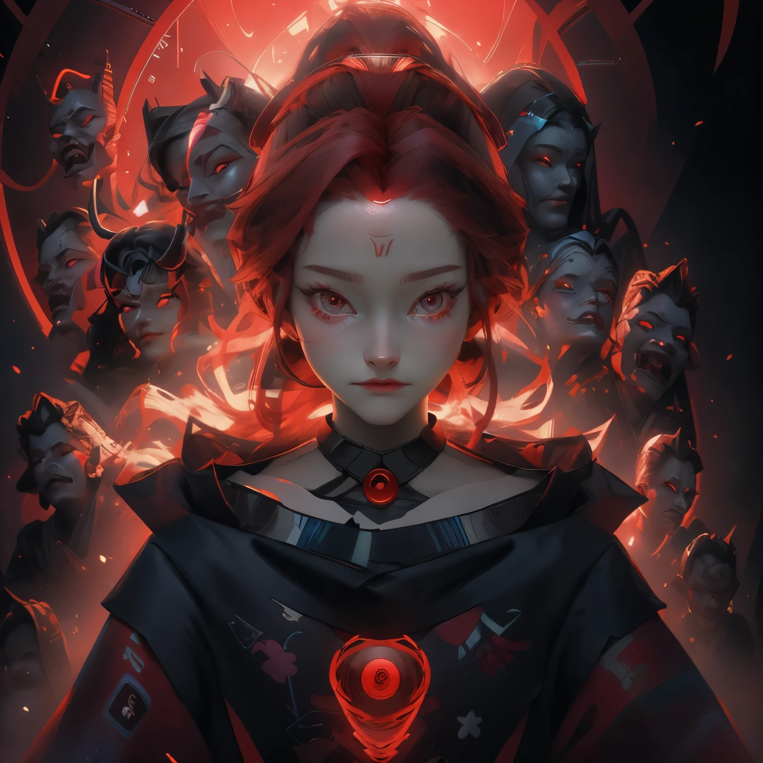 cloudAI,Good looking hologram,The Red Queen is a computer system evil that became highly advanced and self-aware evilness, the program,appearence a 13 years old teenage girl.hologramAI,skin made red light hologram