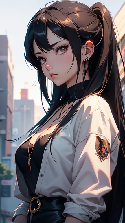 anime girl with a cigarette in her mouth and a necklace on her neck, realistic artstyle, artwork in the style of guweiz, anime realism style, realistic anime artstyle, with long hair and piercing eyes, realistic art style, realism artstyle, realistic anime art style, digital anime illustration, realistic anime 3 d style, guweiz