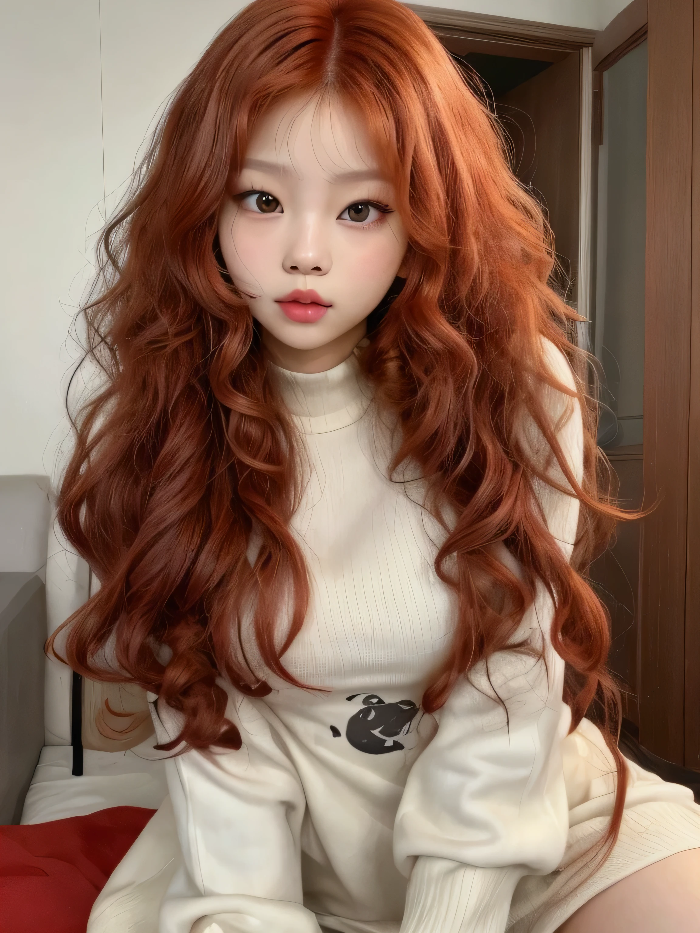 Jennie kim curly and redhead