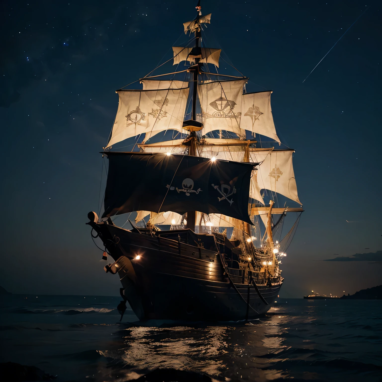Pirate ship against the night sky