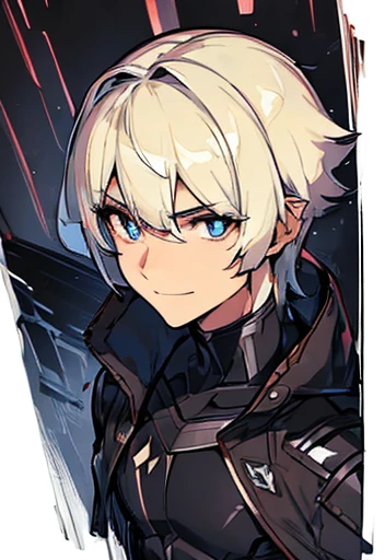 Concept ART, Male , short Thorn hair Style , ((Best quality ,artwork )) , Smile ,(( Black pupils))