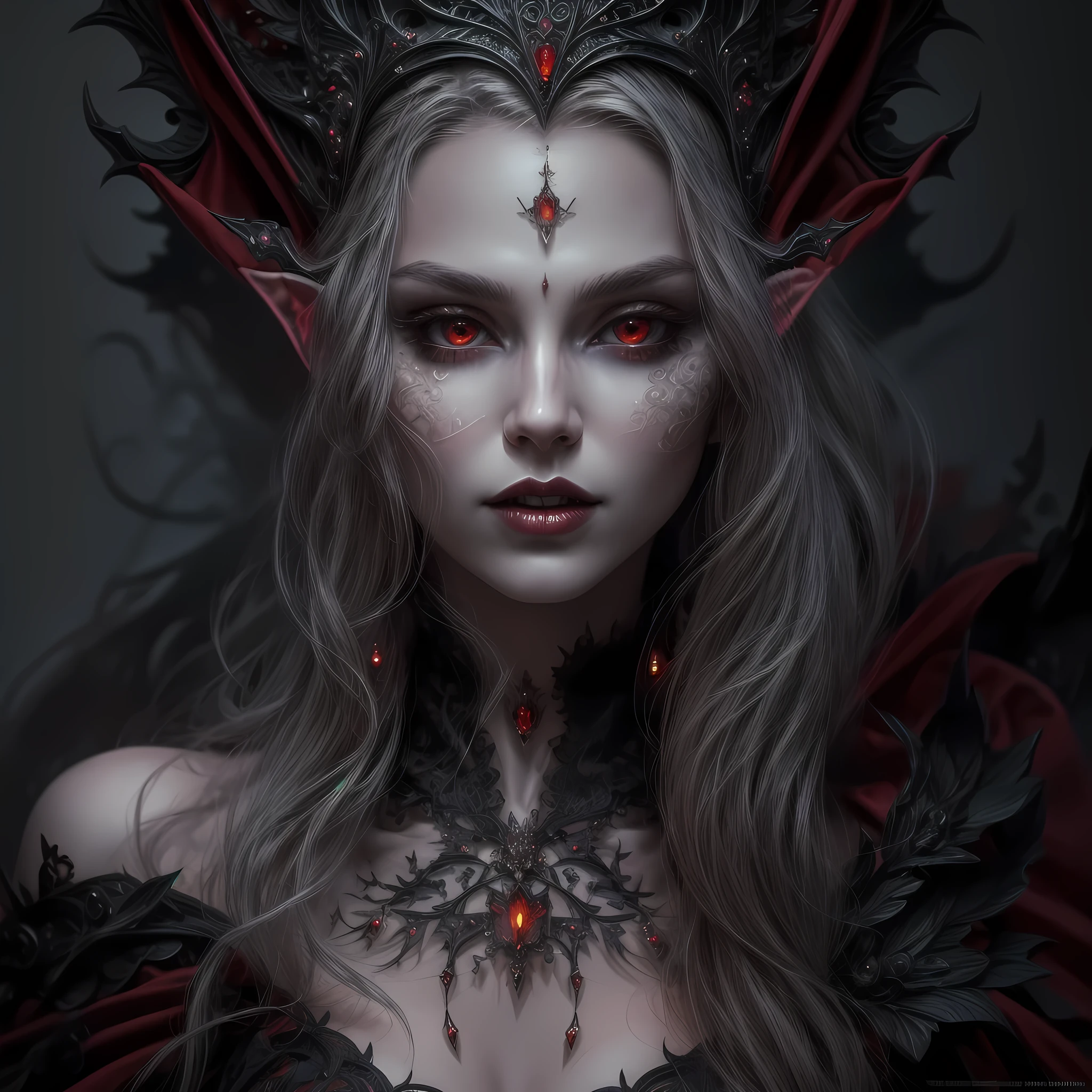 young red eyed woman,white bangs hair,full body,oil painting,old painting,(evil look:1.3),hemomancy,blood magic,casting a spell,crown of thorns,stanic symbols,(dark style:1.3),(vampire:1.5),(blood on face:1.5),ink stains,low satiration,low contrast,scary,horror,dramatic light,shadows,(contour:1.5),(gothic style:1.5),(eyeliner:1.5),sexy,, true to life, HDR image,High detail resolution,soft eyes,natural skin,high detailed face,high detailed cloth,film photography,vintage,cinematic lighting,realistic,sharp focus,(very detailed),((4K HQ)),depth of field,f/1.2,Leica,8K HDR,High contrast,shadows, bokeh,(detailed and realistic skin texture),(detailed clothing),(detailed background),detailed skin,(highly detailed skin),(8K HDR photo),realistic texture,realistic shadows,accurate to life,living image,lifelike, glow effects, godrays, Hand drawn, render, 8k, octane render, cinema 4d, blender, dark, atmospheric 4k ultra detailed, cinematic, Sharp focus, big depth of field, Masterpiece, colors, 3d octane render, 4k, concept art, trending on artstation, hyperrealistic, Vivid colors, extremely detailed CG unity 8k wallpaper, trending on CGSociety, Intricate, High Detail, dramatic, glow effects, godrays, Hand drawn, render, 8k, octane render, cinema 4d, blender, dark, atmospheric 8k ultra detailed, cinematic, Sharp focus, big depth of field, Masterpiece, 3d octane render, 8k, concept art, trending on artstation, hyperrealistic, extremely detailed CG unity 8k wallpaper, trending on CGSociety, Intricate, High Detail, dramatic