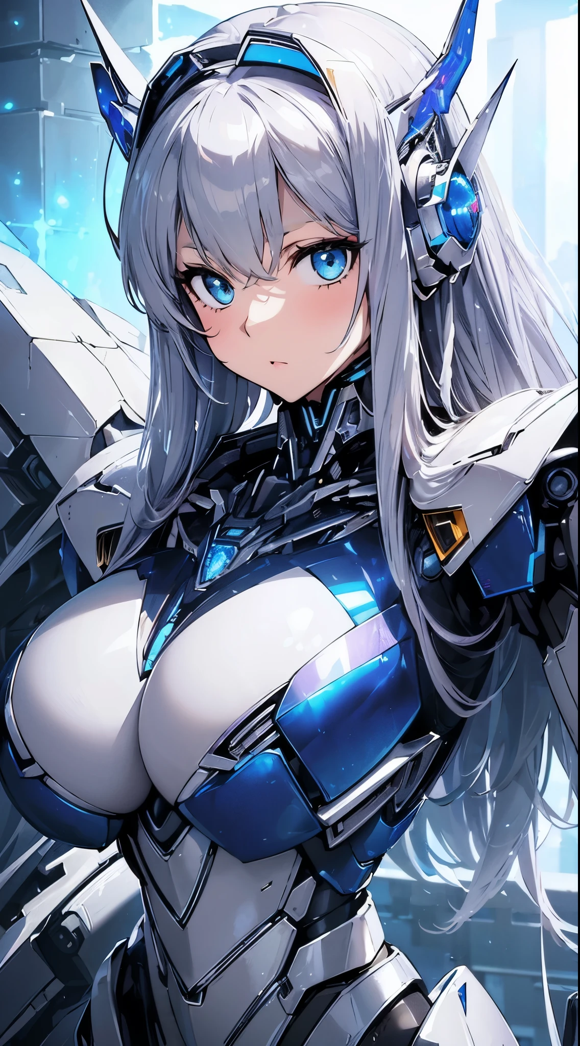 Blue shining mechanical eyes