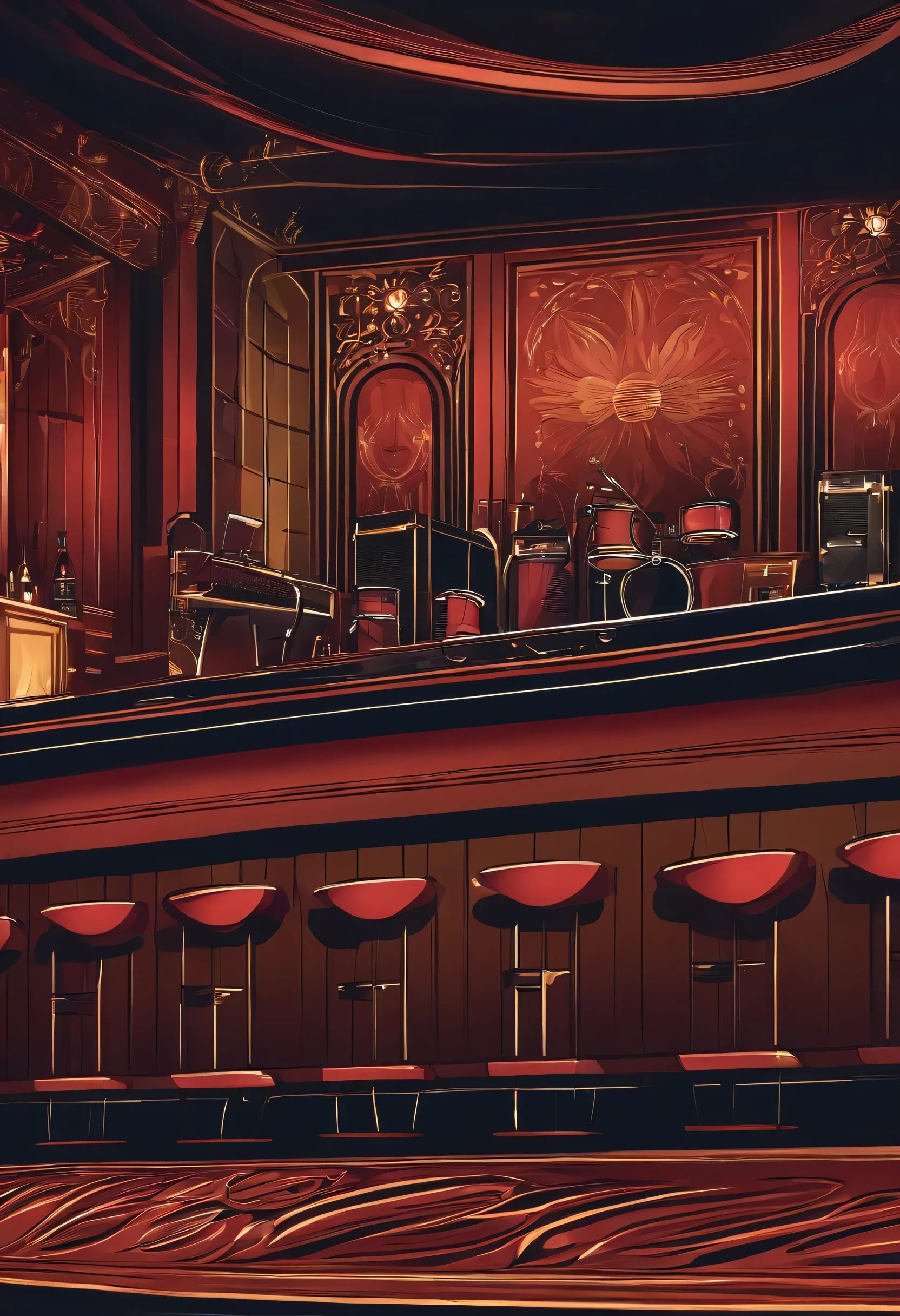 Music bar corner stage scene, ,Cena animada vetorial