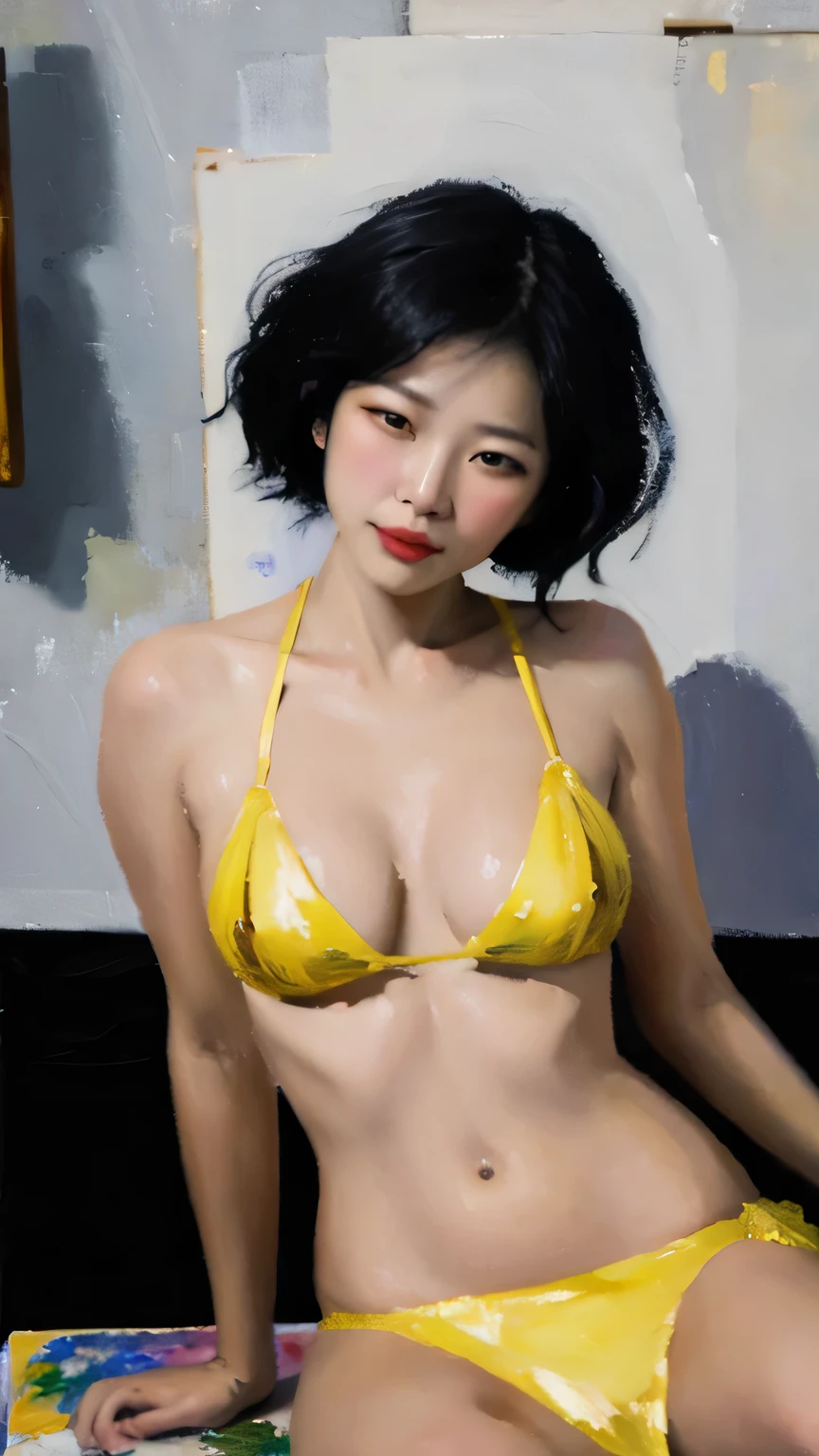 (Oil painting: 1.5),
\\
A woman with long black hair and white flowers in her hair sits in front of a Chinese landscape painting, red dress (Amy Saul: 0.248), (Stanley Ateg Liu: 0.106), (a detailed painting: 0.353), (Gothic art: 0.106)
