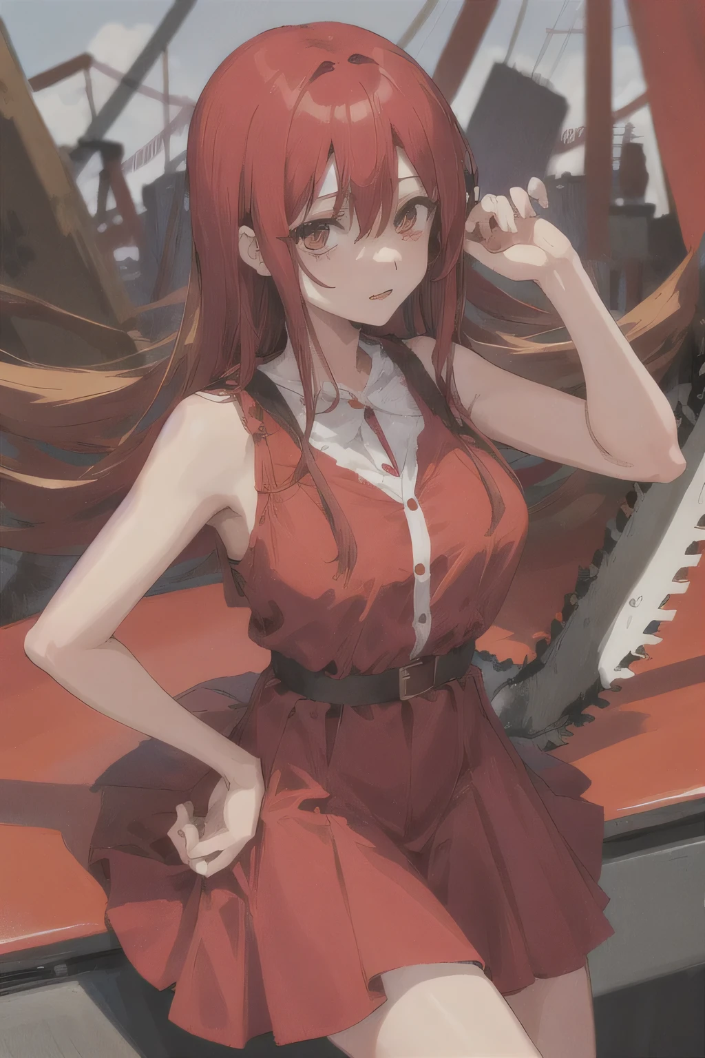 Makima from "chainsaw man" in a red dress