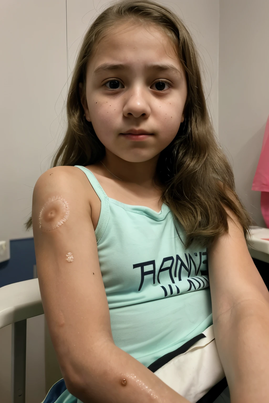 girl get injection in her arm