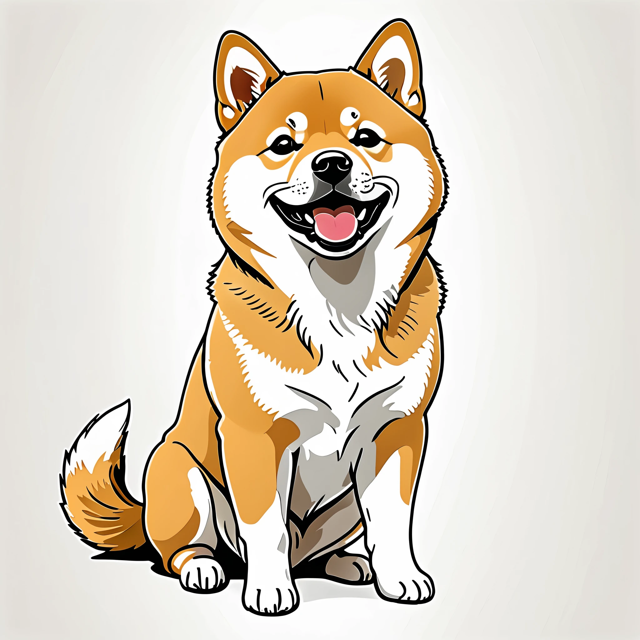 A Shiba Inu, happy, Stick figures, stick figure lines, line art, cute, from below, best quality, masterpiece, high details, highres