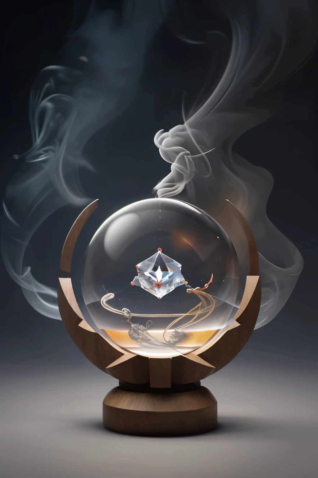 cartoon image of divination crystal sphere with smoke inside

