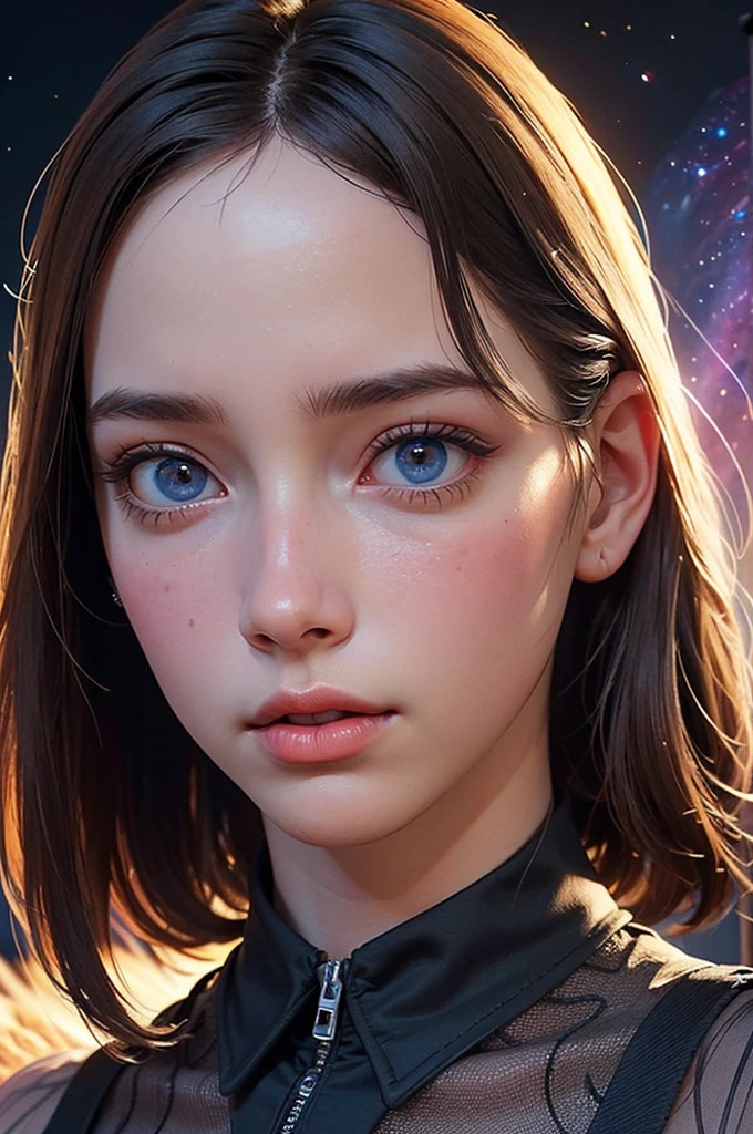 ((space, Distant stars), (Fantastic image, very beautiful - space girl), (1 girl; 1.3), (Face. figure))). ((Graceful forms. Graceful girl). (high quality), (stylization - animation, realism). (Dark cool colors mixed with warm shades). (angel girl), (photorealistic, Cinematic picture), (high detail, complete black hole, 8K. dynamic expressive image)). ((Very detailed eyes and face))), Beautiful detailed eyes. masterpiece, Best quality, full length portrait, amazing beauty, dynamic pose, нежное Face, and bright eyes)). ((She wears transparent, semi-sheer dress, emphasizing a slim figure). (She&#39;s an angel, descended into the underworld. She&#39;s a savior, light in the dark kingdom, radiating a soft glow. High detail, Other worlds, light of distant stars), (detail, high quality), (Muffled light, dark environments - the spooky cinematic setting is great)). ((Girl with white skin, realistic detailed skin, clear focus, volumetric mist near the floor, 8K, UHD, SLR camera, high quality, granularity. photorealism, lomography, fantastic dark art, Utopian reality)). ((готическое Face, gothic horror atmosphere, зловещая gothic aesthetics), (gothic art style, creepy gothic portrait, dark fantasy, mixed with realism, gothic aesthetics)).((Realistic black leather)).