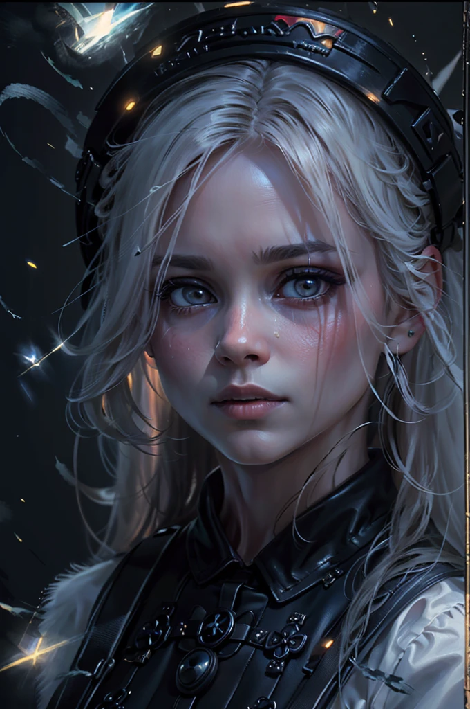 ((space, Distant stars), (Fantastic image, very beautiful - space girl), (1 girl; 1.3), (Face. figure))). ((Graceful forms. Graceful girl). (high quality), (stylization - animation, realism). (Dark cool colors mixed with warm shades). (angel girl), (photorealistic, Cinematic picture), (high detail, complete black hole, 8K. dynamic expressive image)). ((Very detailed eyes and face))), Beautiful detailed eyes. masterpiece, Best quality, full length portrait, amazing beauty, dynamic pose, нежное Face, and bright eyes)). ((She wears transparent, semi-sheer dress, emphasizing a slim figure). (She&#39;s an angel, descended into the underworld. She&#39;s a savior, light in the dark kingdom, radiating a soft glow. High detail, Other worlds, light of distant stars), (detail, high quality), (Muffled light, dark environments - the spooky cinematic setting is great)). ((Girl with white skin, realistic detailed skin, clear focus, volumetric mist near the floor, 8K, UHD, SLR camera, high quality, granularity. photorealism, lomography, fantastic dark art, Utopian reality)). ((готическое Face, gothic horror atmosphere, зловещая gothic aesthetics), (gothic art style, creepy gothic portrait, dark fantasy, mixed with realism, gothic aesthetics)).((Realistic black leather)).