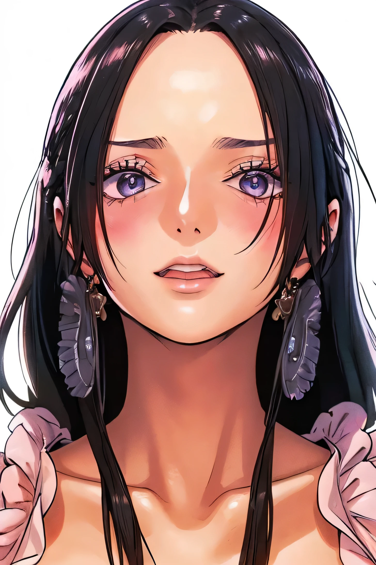 (((masterpiece))), (((best quality))), ((ultra-detailed)), (highly detailed CG illustration), Boa Hancock, (nsfw:1.4), (masterpiece:1.5), Detailed Photo, Sexy, (Best Quality: 1.4), (1girl), Beautiful Face, (Black Hair, long Hair: 1.3), Beautiful Hairstyle, beautiful detail eyes, (realistic skin), beautiful skin, absurd, attractive, ultra high resolution, high definition, (sexually aroused:1.5), Pinkish white skin, cool white light, sexy pose, Beautiful , white background, in small bikini 