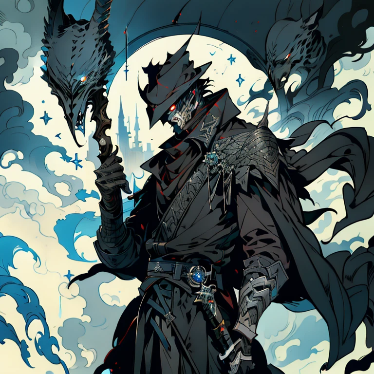 a man with a sword in his hand, by rossdraws, fantasy art, reminded me of the grim reaper, black iron sword, litrpg novel cover, style of kilian eng, artorias, hd anime wallaper