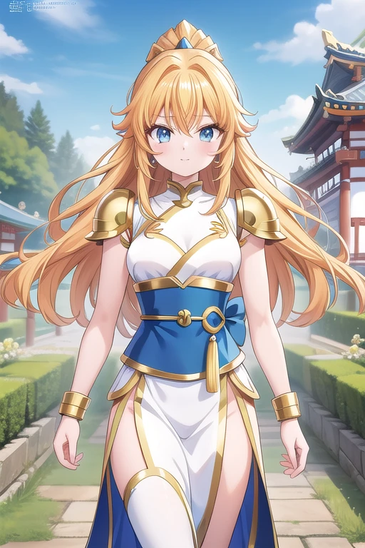 Une femme, 25 ans, mangas, cheveux longs, cheveux multicolores, details, Saint Seiya, Hyoga, Cygnus, Saint Seiya Cosplay, armure de chevalier, myth cloth, Hyoga cosplay, jardin zen, temple japonais