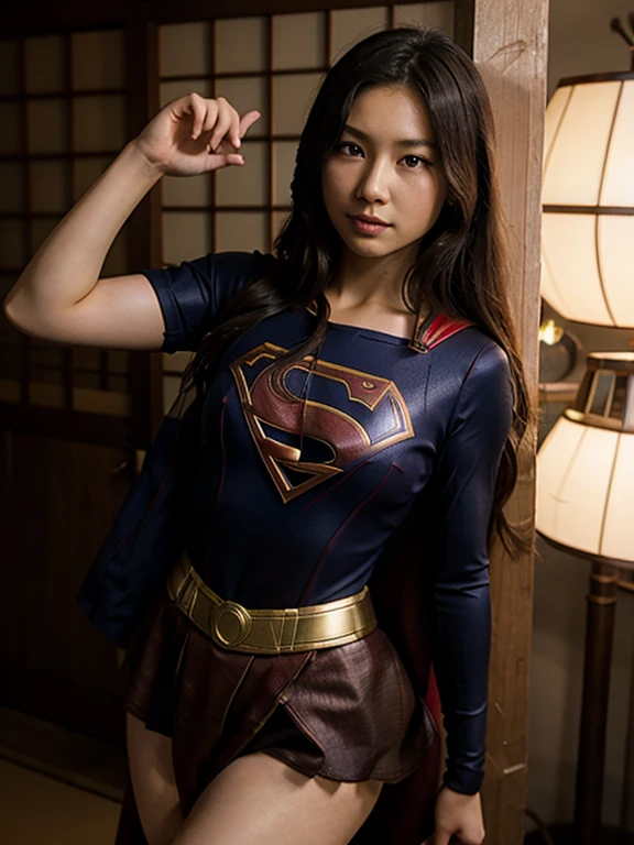 The brave figure of a Japanese supergirl、Open your mouth