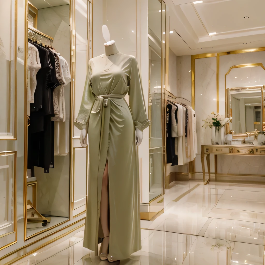 luxury store, elegant clothes, casual clothes, cream, Green, people shopping, very detailed, realistic, minimalist, delicate
(best quality,4k,8k,highres,masterpiece:1.2),ultra-detailed,(realistic,photorealistic,photo-realistic:1.37),HDR,UHD,studio lighting,ultra-fine painting,sharp focus,physically-based rendering,extreme detail description,professional,vivid colors,bokeh, portraits,landscape,horror,anime,sci-fi,photography,concept artists,luxurious materials,high-end design,impeccable craftsmanship,bright and spacious interior,sophisticated atmosphere,sculptural displays,soft and smooth textures,stylish mannequins,distinguished clientele,artistic lighting,reflections and shadows,meticulously arranged merchandise,boutique shopping experience,serene ambiance,sophisticated color palette,subtle shades of cream and green,minimalist decor,delicate patterns,elegant fashion showcases,fashion enthusiasts,stylish individuals,exclusive designer labels,casual attire, luxurious gowns, fashionable suits, trendy accessories,green foliage, seamless shopping experience, serene and inviting environment.