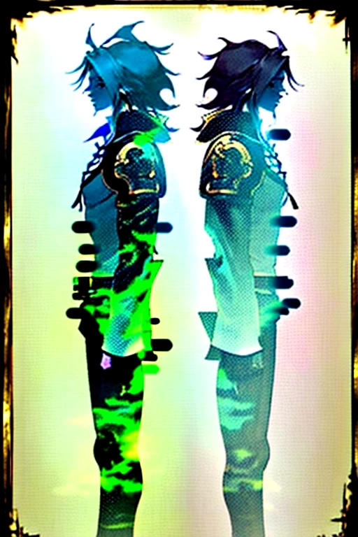 concept character official, front back and side, Castlevania style, RPG maker features --ar 7:5