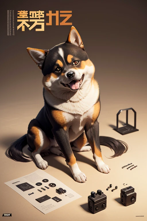 shiba inu assembled with random parts, wallpaper, (conceptual art: 1.4)