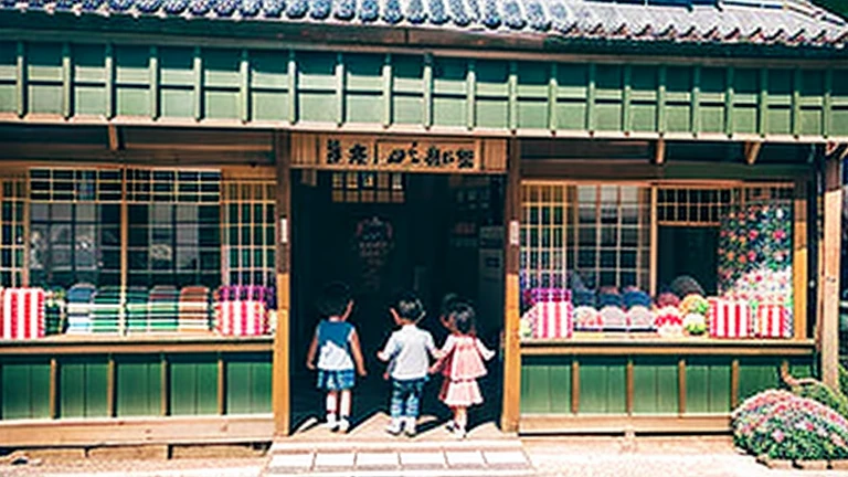 Children shopping at a candy store、Old Japanese tiled house、Scene of children playing、A crowd of children playing in front of a candy store、Children&#39;s smiling faces、Children&#39;s smiling faces、Children&#39;s smiling faces、Grandma poster girl of a candy store、Candy Shop Mask、Showa era masks、Hyotko mask、Japan candy shop、Japan candy shop、Sweets and snacks in the store、There are lots of things to play with and play equipment