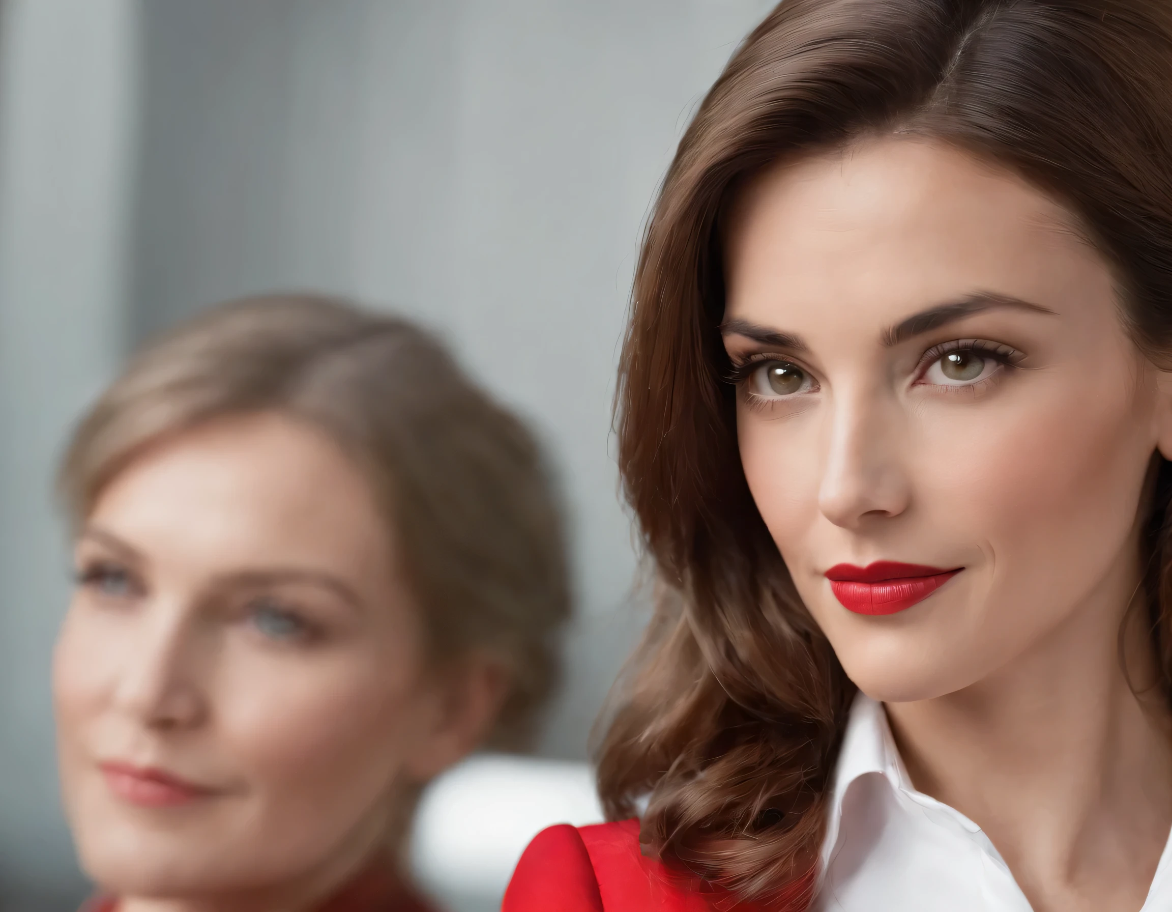 business woman, masterpiece, high quality photography, correctly focused, ((half body)) ((perfect anatomy)), mature and beautiful woman, in exclusive modern red suit, wonderful hair, beautiful bright eyes with a challenging look : 1.5 ((businesswoman)). (perfect focus photo), no background, PNG format