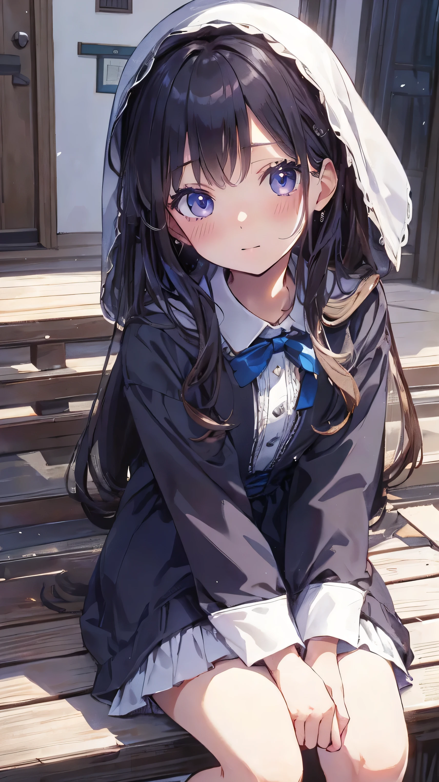 Masterpiece、Highest quality、highest quality、(((Lori)))、 ((Petite))、Shiny hair quality、Small face、Sitting、Super detailed, beautiful, wide eyes、Ultra-detailed, clear and beautiful faces、(cute illustration:1.2), High-resolution, ultra-detailed, best quality, embarrassed