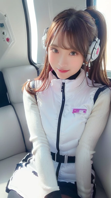 (masterpiece:1.5)、(Realistic:1.5)、(highest quality:1.4、8k、RAW Photos）、
Ultra-high resolution、Professional Lighting、Perfect dynamic composition、Photographed indoors、
Film Grain、chromatic aberration、(Bokeh:1.1)、
Frank、Sophisticated、charm、Ultra-realistic、Attention to detail、Golden Ratio、
(1 girl)、Slender girl、Delicate and charming girl、Cute Woman:1.4、
Serious expression、Looking at the audience、Sculptural installation、Sit on the sofa and relax、
Light brown hair、Shiny Hair、Hairstyle: Ponytail、
real skin、
Shut your mouth.、Beautiful Eyes、double eyelid、Thin arms、、
、Show off your thighs,(astrovest):5,(shiny white log downvest):3,BREAK ((Detailed face, Professional photography)), ((NSFW, zettai ryouiki, 1 girl)), Ultra-high resolution, (Realistic: 1.4), RAW Photos, highest quality, (PhotoRealistic Stick), concentrated, Soft Light, ((30 years old)), ((Japanese)), (( (Young Face))), (surface), (Depth of written boundary), masterpiece, (Realistic),(inside ISS):3, woman, ,astrovest:2,headphone:2,smartwatch,,bangs, ((1 girl)),(black sleeves):2,(black tights):2,inside spacestation,inside spacecraft,,zero gravity,smile,open leg,blush:1.5,hidden hands,neotech