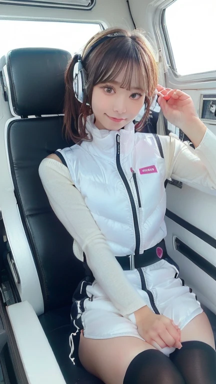 (masterpiece:1.5)、(Realistic:1.5)、(highest quality:1.4、8k、RAW Photos)、
Ultra-high resolution、Professional Lighting、Perfect dynamic composition、Photographed indoors、
Film Grain、chromatic aberration、(Bokeh:1.1)、
Frank、Sophisticated、charm、Ultra-realistic、Attention to detail、Golden Ratio、
(1 girl)、Slender girl、Delicate and charming girl、Cute Woman:1.4、
Serious expression、Looking at the audience、Sculptural installation、Sit on the sofa and relax、
Light brown hair、Shiny Hair、Hairstyle: Ponytail、
real skin、
Shut your mouth.、Beautiful Eyes、double eyelid、Thin arms、、
、Show off your thighs,(astrovest):5,(shiny white log downvest):3,BREAK ((Detailed face, Professional photography)), ((NSFW, zettai ryouiki, 1 girl)), Ultra-high resolution, (Realistic: 1.4), RAW Photos, highest quality, (PhotoRealistic Stick), concentrated, Soft Light, ((30 years old)), ((Japanese)), (( (Young Face))), (surface), (Depth of written boundary), masterpiece, (Realistic),(inside ISS):3, woman, ,astrovest:2,headphone:2,smartwatch,,bangs, ((1 girl)),(black sleeves):2,(black tights):2,inside spacestation,inside spacecraft,,zero gravity,smile,open leg,blush:1.5,hidden hands,neotech