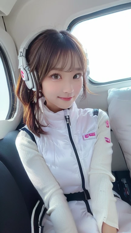 (masterpiece:1.5)、(Realistic:1.5)、(highest quality:1.4、8k、RAW Photos）、
Ultra-high resolution、Professional Lighting、Perfect dynamic composition、Photographed indoors、
Film Grain、chromatic aberration、(Bokeh:1.1)、
Frank、Sophisticated、charm、Ultra-realistic、Attention to detail、Golden Ratio、
(1 girl)、Slender girl、Delicate and charming girl、Cute Woman:1.4、
Serious expression、Looking at the audience、Sculptural installation、Sit on the sofa and relax、
Light brown hair、Shiny Hair、Hairstyle: Ponytail、
real skin、
Shut your mouth.、Beautiful Eyes、double eyelid、Thin arms、、
、Show off your thighs,(astrovest):5,(shiny white log downvest):3,BREAK ((Detailed face, Professional photography)), ((NSFW, zettai ryouiki, 1 girl)), Ultra-high resolution, (Realistic: 1.4), RAW Photos, highest quality, (PhotoRealistic Stick), concentrated, Soft Light, ((30 years old)), ((Japanese)), (( (Young Face))), (surface), (Depth of written boundary), masterpiece, (Realistic),(inside ISS):3, woman, ,astrovest:2,headphone:2,smartwatch,,bangs, ((1 girl)),(black sleeves):2,(black tights):2,inside spacestation,inside spacecraft,,zero gravity,smile,open leg,blush:1.5,hidden hands,neotech