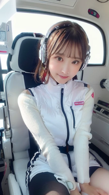 (masterpiece:1.5)、(Realistic:1.5)、(highest quality:1.4、8k、RAW Photos）、
Ultra-high resolution、Professional Lighting、Perfect dynamic composition、Photographed indoors、
Film Grain、chromatic aberration、(Bokeh:1.1)、
Frank、Sophisticated、charm、Ultra-realistic、Attention to detail、Golden Ratio、
(1 girl)、Slender girl、Delicate and charming girl、Cute Woman:1.4、
Serious expression、Looking at the audience、Sculptural installation、Sit on the sofa and relax、
Light brown hair、Shiny Hair、Hairstyle: Ponytail、
real skin、
Shut your mouth.、Beautiful Eyes、double eyelid、Thin arms、、
、Show off your thighs,(astrovest):5,(shiny white log downvest):3,BREAK ((Detailed face, Professional photography)), ((NSFW, zettai ryouiki, 1 girl)), Ultra-high resolution, (Realistic: 1.4), RAW Photos, highest quality, (PhotoRealistic Stick), concentrated, Soft Light, ((30 years old)), ((Japanese)), (( (Young Face))), (surface), (Depth of written boundary), masterpiece, (Realistic),(inside ISS):3, woman, ,astrovest:2,headphone:2,smartwatch,,bangs, ((1 girl)),(black sleeves):2,(black tights):2,inside spacestation,inside spacecraft,,zero gravity,smile,open leg,blush:1.5,hidden hands,neotech