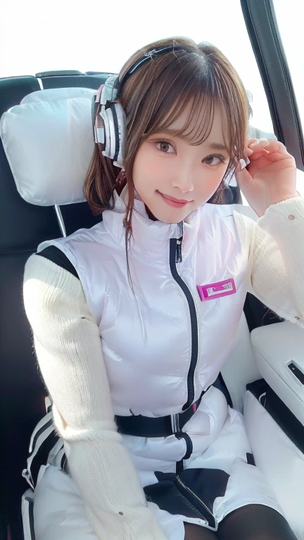 (masterpiece:1.5)、(Realistic:1.5)、(highest quality:1.4、8k、RAW Photos）、
Ultra-high resolution、Professional Lighting、Perfect dynamic composition、Photographed indoors、
Film Grain、chromatic aberration、(Bokeh:1.1)、
Frank、Sophisticated、charm、Ultra-realistic、Attention to detail、Golden Ratio、
(1 girl)、Slender girl、Delicate and charming girl、Cute Woman:1.4、
Serious expression、Looking at the audience、Sculptural installation、Sit on the sofa and relax、
Light brown hair、Shiny Hair、Hairstyle: Ponytail、
real skin、
Shut your mouth.、Beautiful Eyes、double eyelid、Thin arms、、
、Show off your thighs,(astrovest):5,(shiny white log downvest):3,BREAK ((Detailed face, Professional photography)), ((NSFW, zettai ryouiki, 1 girl)), Ultra-high resolution, (Realistic: 1.4), RAW Photos, highest quality, (PhotoRealistic Stick), concentrated, Soft Light, ((30 years old)), ((Japanese)), (( (Young Face))), (surface), (Depth of written boundary), masterpiece, (Realistic),(inside ISS):3, woman, ,astrovest:2,headphone:2,smartwatch,,bangs, ((1 girl)),(black sleeves):2,(black tights):2,inside spacestation,inside spacecraft,,zero gravity,smile,open leg,blush:1.5,hidden hands,neotech