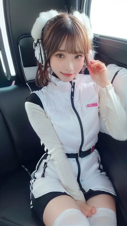 (masterpiece:1.5)、(Realistic:1.5)、(highest quality:1.4、8k、RAW Photos）、
Ultra-high resolution、Professional Lighting、Perfect dynamic composition、Photographed indoors、
Film Grain、chromatic aberration、(Bokeh:1.1)、
Frank、Sophisticated、charm、Ultra-realistic、Attention to detail、Golden Ratio、
(1 girl)、Slender girl、Delicate and charming girl、Cute Woman:1.4、
Serious expression、Looking at the audience、Sculptural installation、Sit on the sofa and relax、
Light brown hair、Shiny Hair、Hairstyle: Ponytail、
real skin、
Shut your mouth.、Beautiful Eyes、double eyelid、Thin arms、、
、Show off your thighs,(astrovest):5,(shiny white log downvest):3,BREAK ((Detailed face, Professional photography)), ((NSFW, zettai ryouiki, 1 girl)), Ultra-high resolution, (Realistic: 1.4), RAW Photos, highest quality, (PhotoRealistic Stick), concentrated, Soft Light, ((30 years old)), ((Japanese)), (( (Young Face))), (surface), (Depth of written boundary), masterpiece, (Realistic),(inside ISS):3, woman, ,astrovest:2,headphone:2,smartwatch,,bangs, ((1 girl)),(black sleeves):2,(black tights):2,inside spacestation,inside spacecraft,,zero gravity,smile,open leg,blush:1.5,hidden hands,neotech