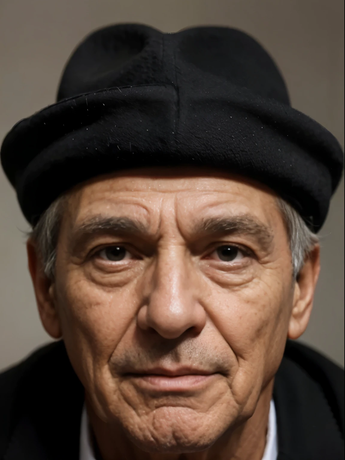 Homem com cerca de 65 anos, with a hat and a slightly big nose