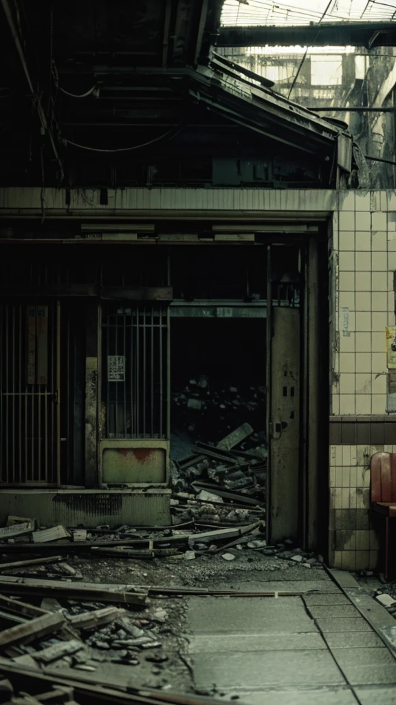 subway,Showa,Collapse,Devastation,Inside the ruins,Glasses,Women,adventure,Black and White,