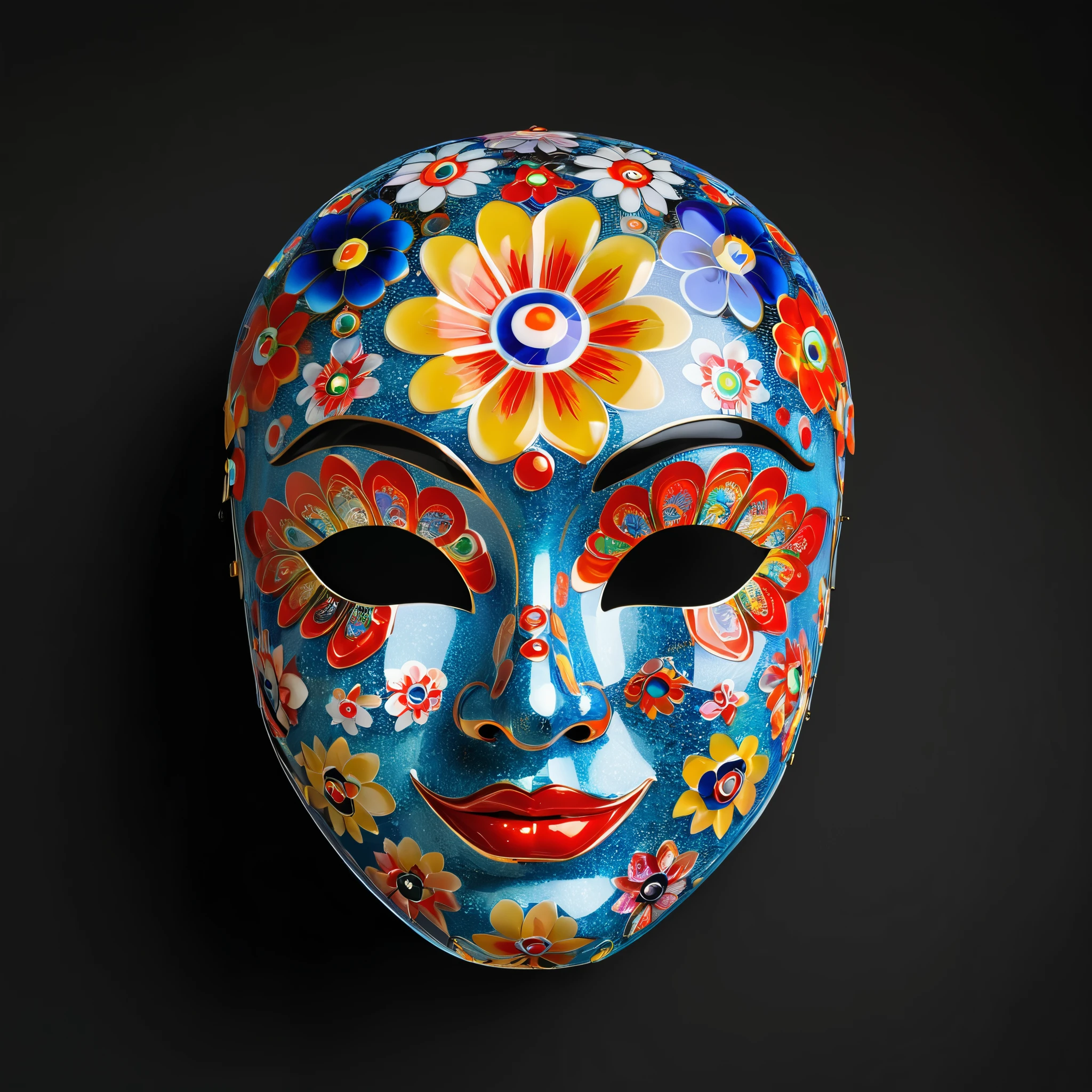 Millefiori glass style,Create a logo that features a cute and colorful Chinese opera mask. The style should be whimsical and playful, and the media used should be vector graphics.,low saturation,clean background,minimalist,Best quality,UHD,16K,high resolution,unreal engine 5,Dream colors,Chinese opera mask,Sarah Andersen,Ink drawing,