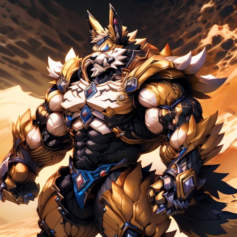 Egyptian Lucario, male, single character, in a sand storm, in a abandoned town, (masterpiece, best quality, detailed:1.2)
(Pokémon)
detailed full body,
a knight's mechanical armor,
glowing wide and heavy armor,
wears full body armor.
massive muscles, huge pecs, chiseled abs, huge pectorals, exaggeratedly huge muscles.
wearing a cloak.
unusually developed muscular body
his side wearing a tiny thong (metallic color: jet black thong)
big muscle,
pecs, triceps, traps, waist narrow,
unusually developed muscular body,