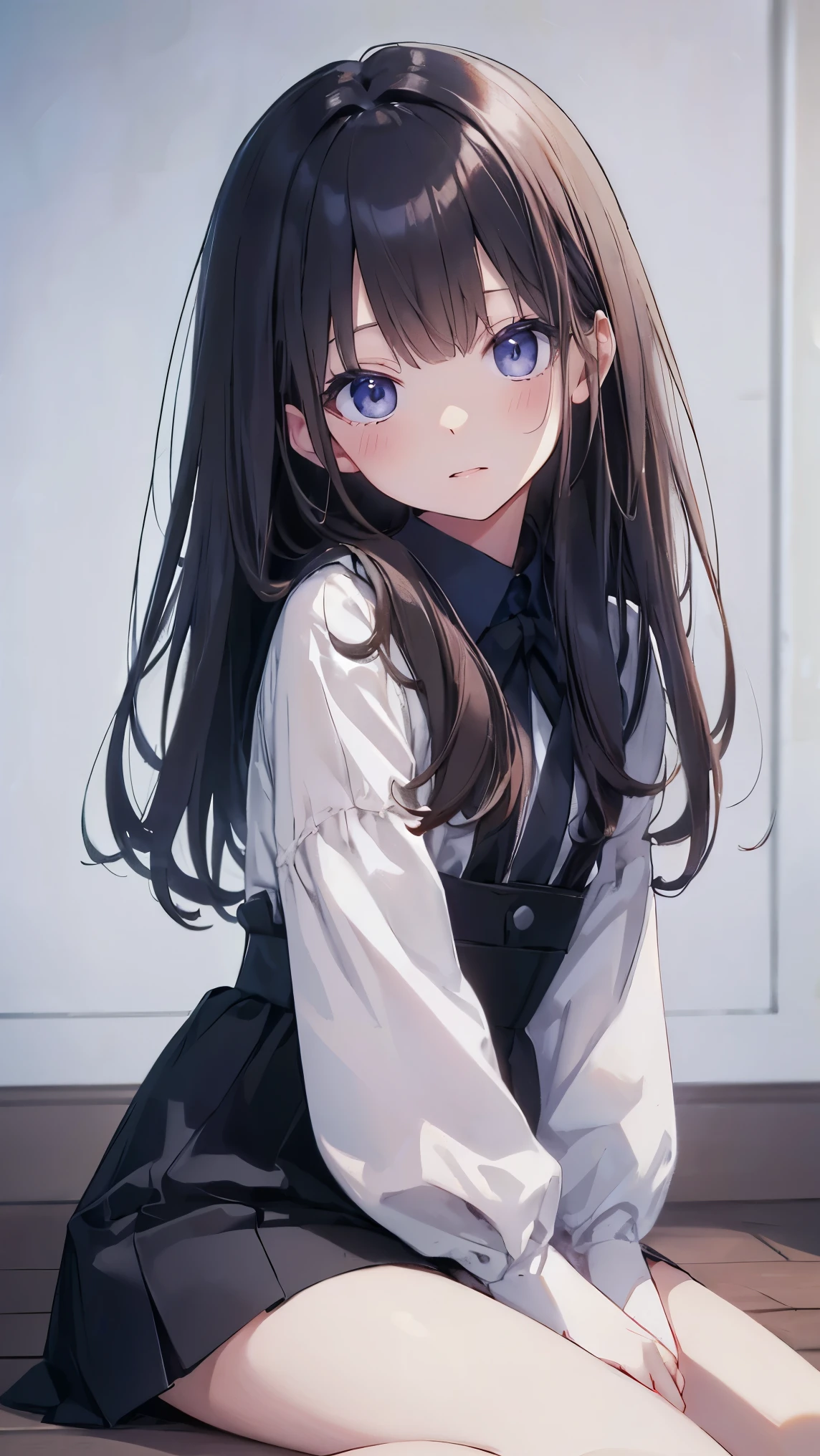 Masterpiece、Highest quality、highest quality、(((Lori)))、 ((((Petite)))))、Shiny hair quality、Small face、Sitting、Super detailed, beautiful, wide eyes、Ultra-detailed, clear and beautiful faces、(cute illustration:1.2), High-resolution, ultra-detailed, best quality, embarrassed