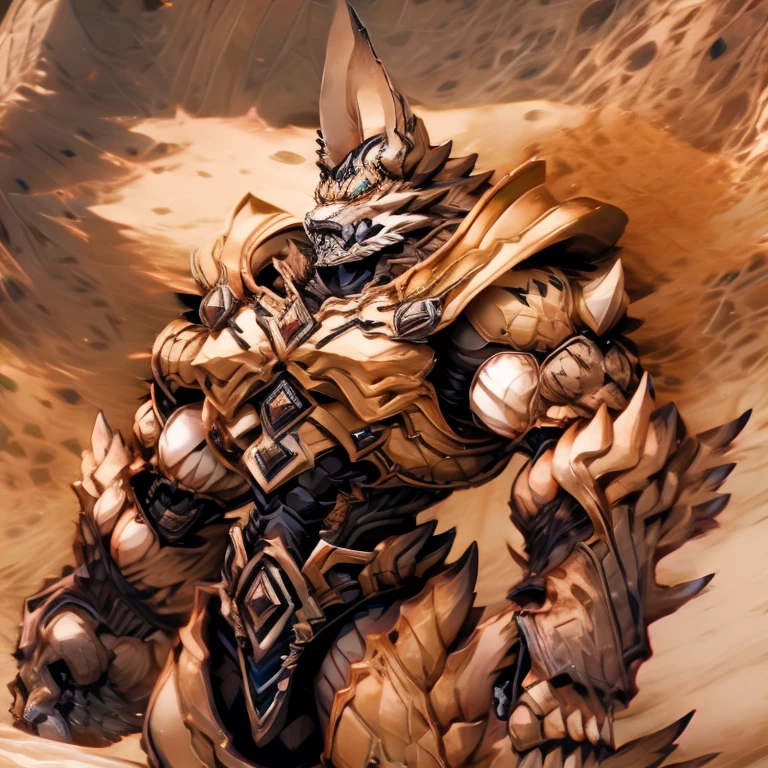 Egyptian Lucario, male, single character, in a sand storm, in a abandoned town, (masterpiece, best quality, detailed:1.2)
(Pokémon)
detailed full body,
a knight's mechanical armor,
glowing wide and heavy armor,
wears full body armor.
massive muscles, huge pecs, chiseled abs, huge pectorals, exaggeratedly huge muscles.
wearing a cloak.
unusually developed muscular body
his side wearing a tiny thong (metallic color: jet black thong)
big muscle,
pecs, triceps, traps, waist narrow,
unusually developed muscular body,