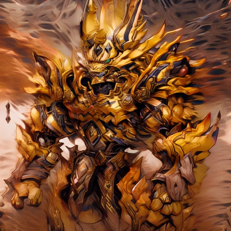 (masterpiece, best quality, detailed:1.2)
(Pokémon)
detailed full body,
zeraora,
full body, 
Furry Heroes,
The main color is yellow,
sparkling skin,
Vibrant colors, 4K,
GOLD armor,
Its full plate armor emphasizes the muscles.
a knight's mechanical armor,
glowing wide and heavy armor,
Gigantic ZERAORA,
big muscle (pecs, triceps, traps)
unusually developed muscular body,
body full of huge muscles.
showing off muscles,
pectorales enormes.
Exaggeratedly huge muscles.
Gigachad Muscular,

whole body shines like metal.
sitting on the throne,

He wears a black cloak on his back.
The cloak is so long that it touches the ground,

futuristic city,
thunderstorm, rainy weather, lightning