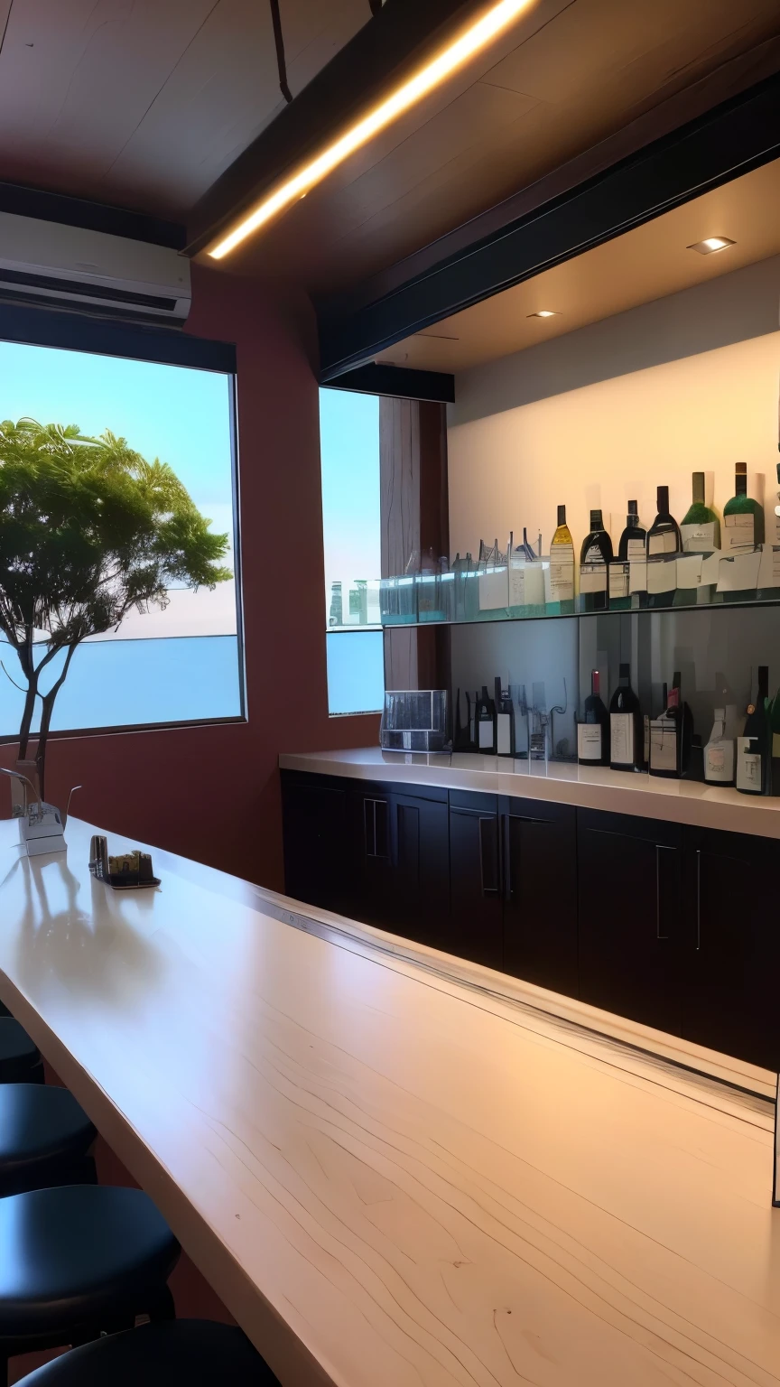 wine bottles and wine glasses are on the counter in a restaurant, tirada em 2 0 2 0, bar, olhando parcialmente para a esquerda, barra no fundo, barra de fundo, taken at the beginning of 2020, iluminado de lado, Cocktail bar, ligeiramente virado para a direita, foto de alta qualidade, obra-prima obra de arte