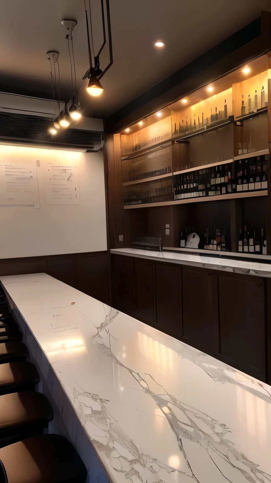wine bottles and wine glasses are on the counter in a restaurant, tirada em 2 0 2 0, bar, olhando parcialmente para a esquerda, barra no fundo, barra de fundo, taken at the beginning of 2020, iluminado de lado, Cocktail bar, ligeiramente virado para a direita, foto de alta qualidade, obra-prima obra de arte