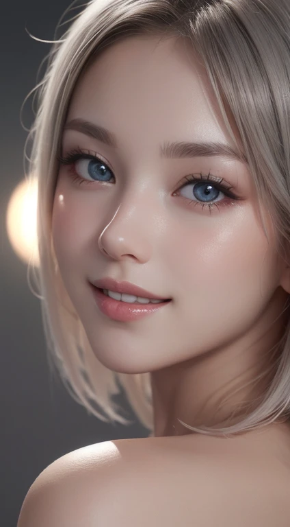 super Practical eyes、Fashion model 20 years old, Lovely, [[[[Moist eyes]]]], [[[[close up]]]], [[[[Chest]]]], [[[[neck]]]], [[[[Shoulder]]]], Perfect eyes, Perfect iris, Perfect lips, Perfect Teeth, Perfect skin, Soft headlight, glow, HDR, (pastel colors:1.2), Beautiful girl from Eastern Europe closes her mouth、Stunning beauty、Solitary、Smile、Pretty Face、Upper Body、medium side cut、Beautiful short gray hair style、beautiful little face Miss, Solitary,　Dark Theme,　Look at the audience,one Miss, it&#39;It is true, Wolfzan-6500-V1.3, Japanese cartoons、Japanese cartoonsスタイル、beautiful Practical eyes、Casual wear、portrait beautiful detailed Miss, Very detailedな目と顔, Reality, 美丽Delicate eyes, Huge file size, Ultra Detailed, high resolution, Very detailed, best quality, masterpiece, one example, Very detailed, Stock Quotes, Unity, 8k painting wallpaper, beautiful, beautiful details, masterpiece, best quality, HVery detailed Stock Quotes uniform 8k wallpaper, Surface light movie lighting、Lovelyブラウス, Dark background, Oil, masterpiece, Diffuse soft film lighting, portrait, best quality (Perfect face:1.4),Amazing Girls Photos,(8k and、photoPractical:1.25) 、(Lip Gloss、eyelash、Shiny face、Glowing skin、best quality、超high resolution、Depth of writing boundaries、Chromatic Aberration、corrosive road lighting、Natural shade、Miss, (Ultra Practical eyes, high resolution), (HD眼睛, HD晰度头发, HD脸, HD丰唇), (Chest露肩), Break, Upper Body, Affectionate Smile, (Best image quality: 1.4), original photo, (Practical, photography: 1.37), 专业photography师, Cinematic light, (fine plane: 1 . 2),1 female, (Ultra Practical, high resolution), (HD眼睛, HD晰度头发, HD脸, HD丰唇), (Open-breasted, off-the-shoulder), Break, Upper Body, Adorable Smile, (top quality:1.4), original photo, (Practical, Photo Practical:1. 37), Professional photography, Neat face: 1 .2), (representative work: 1.3), (8k, Photo Practical, original photo, best quality: 1. 4), (Mature 20 years old), Small face, Pretty Face, (Practical Face), No makeup, Natural Makeup, Light makeup, (Dark Brown, short hair: 1. 3), Beautiful hairstyle, Practical Eyes, Delicate eyes, ( Practical), beautiful skin, (sweater), Small Breasts, Break. B cup, messy, attractive, ultra HD, ultra Practical, HD, Golden Ratio, Tiffany, Gray background,
