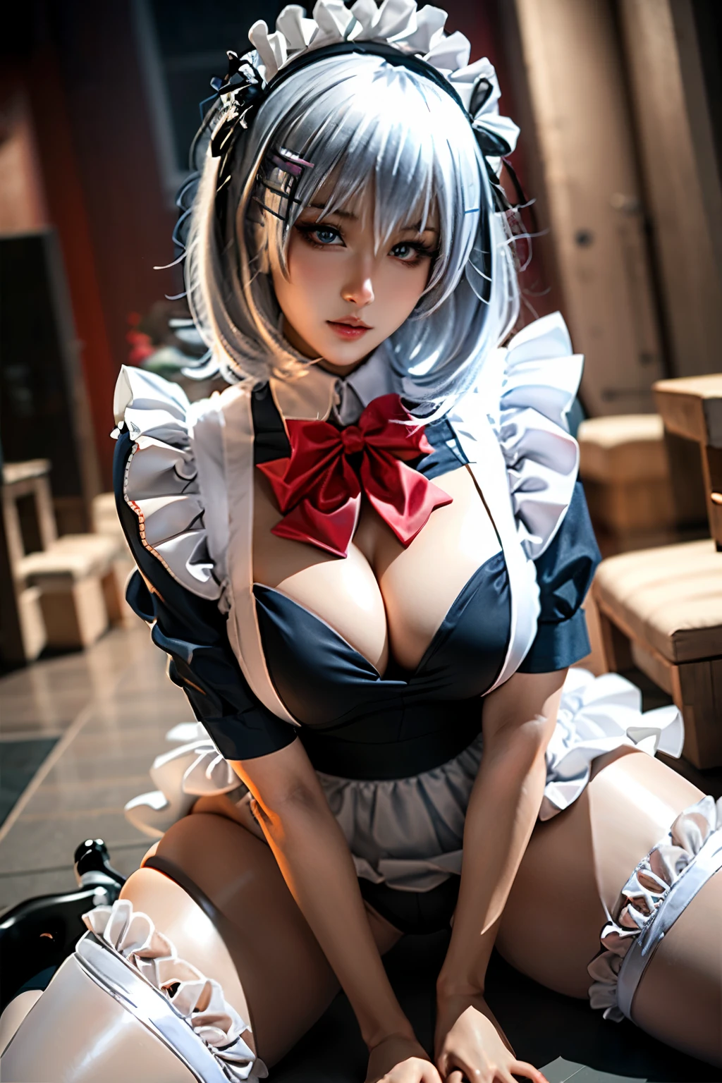 realistic,cosplay,1woman,detailed gorgeous face, delicate features, big breasts, full body, showing cleavage, sexy poses, cosplay clothes, anime, plain background