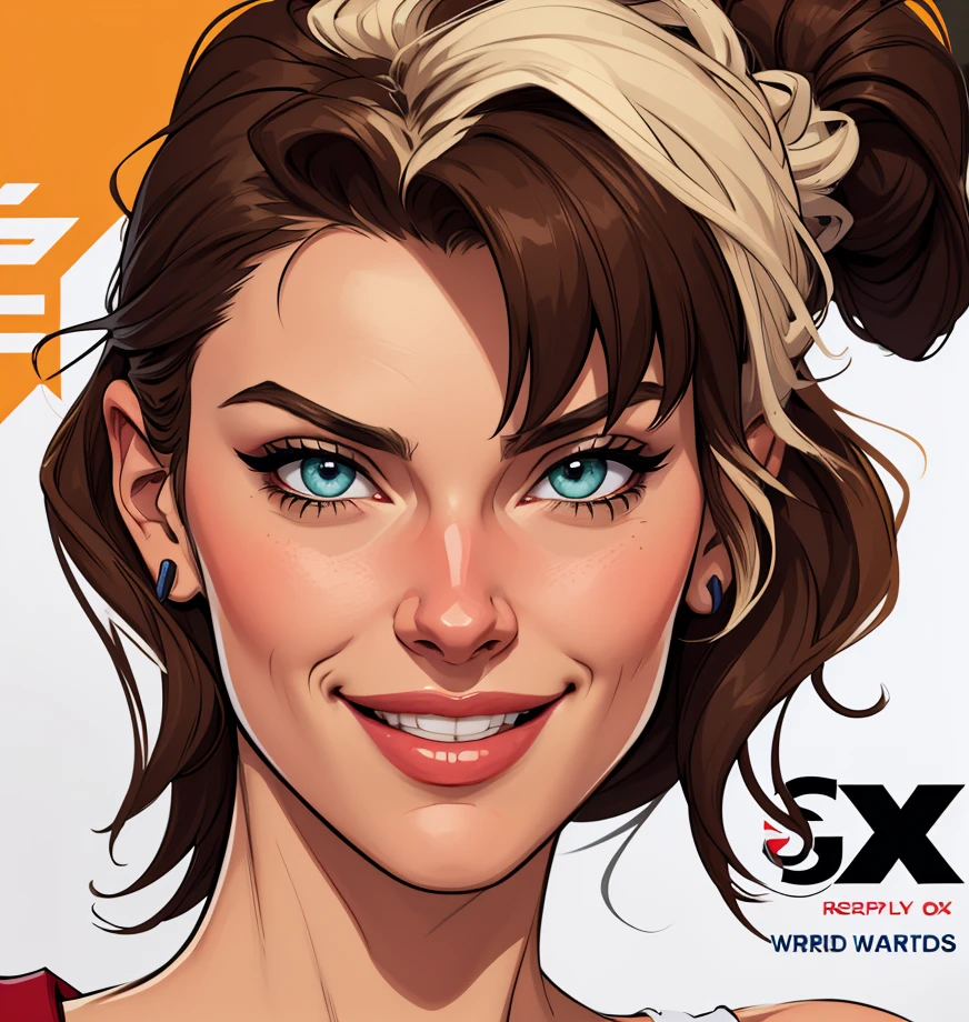 Xena princess gi wild GTA warrior sensual portrait mode sesys style Cartoon style digital illustration together boyfriends Cartoon style character portrait mode Cartoon style character facial expression happy beautiful smile and six medium small portrait mode waist up GTA