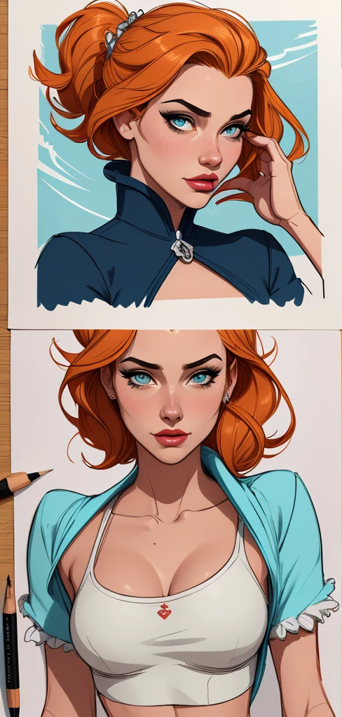 Personagem mulher estilo atompunk Fallout 4 Rainha Anna de Arendelle com marcas de guerras Imagem de desenho animado de uma mulher .Ilustra??o estilo desenho animado, estilo de arte dos desenhos animados, estilo de arte dos desenhos animados, digital illustration style, estilo atompunk design de personagens altamente detalhado, arte digital detalhada coragem, Forest fan art, Design de personagens de retrato, beautiful digital illustration, retrato de alta qualidade, Arte em quadrinhos, mulher jovem cabelo com transas lindas . Queen Anna of ArendelleBeautiful lined eyes Medium large bust and wonderful sexy clothes. image expression of sexual desire from waist to head illustration Queen Anne of Arendelle atompunk style Fallout 4