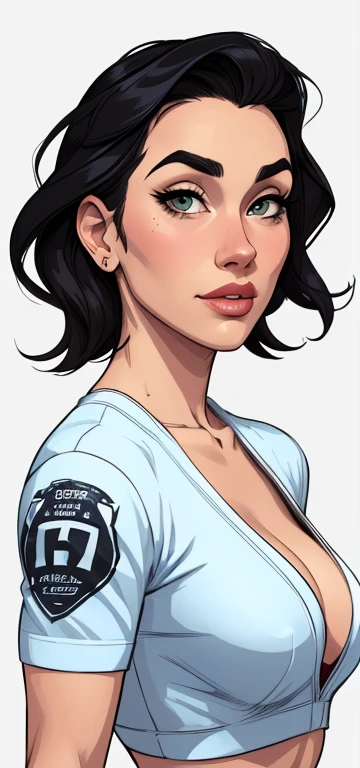 estilo de desenhes tilo GTA o animado:1.2), mulher brasileira draw ART Artline fundo branco mulher Imagem de desenho animado de uma mulher , roupas sensuais , garota super valente destemida , Ilustra??o estilo desenho animado, estilo de arte dos desenhos animados, estilo de arte dos desenhos animados, digital illustration style, design de personagens altamente detalhado, arte digital detalhada fofa, City fan art, design de personagem retrato, beautiful digital illustration, retrato de alta qualidade, arte em quadrinhos, retrato do design do personagem, white background Busty without clothes and medium breasts cartoon style female character dressed in Fallout 4 GTA style uniform
