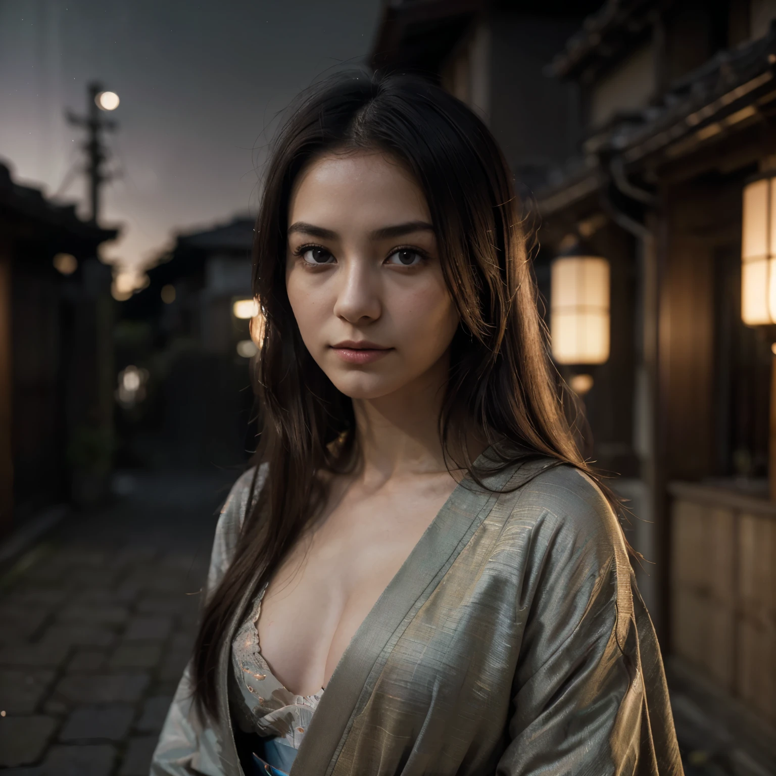 (masterpiece, best quality, highres:1.2), (photorealistic:1.2), raw photo, (Beautiful italian girl), young, cute, very slim, skinny, iridiscent bobbed hair,  with POV, in traditional japanese kimono, high detailed kimono textures, Kyoto, fireworks, (ultra-detailed body), (light smile:0.8), moonlight passing through hair, (night beautiful background:1.3), (film grain:1.3), (morbid light:1.2), (dynamic angle), (sharp), (film grain:1.3), (morbid light:1.2), (dynamic angle), exposure blend, bokeh, dim light, (hdr:1.4), high contrast, (muted colors, dim colors, soothing tones:1.3), low saturation, morbid